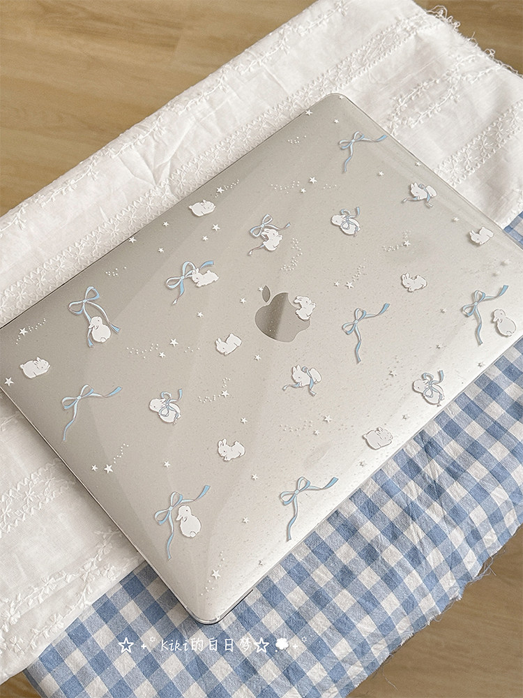 Apple Accessories Laptop - Ins Blue Bow Glitter Laptop Case