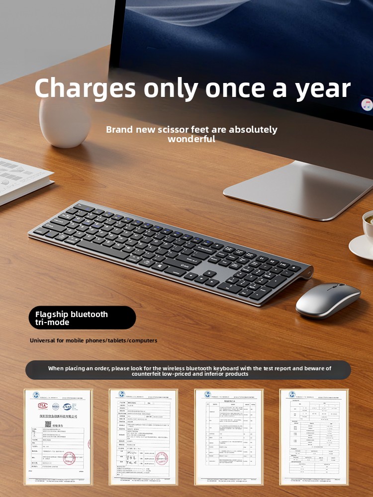 Laptop Accessories Combo - Custom Bluetooth Ultra-Thin Wireless KB Mouse