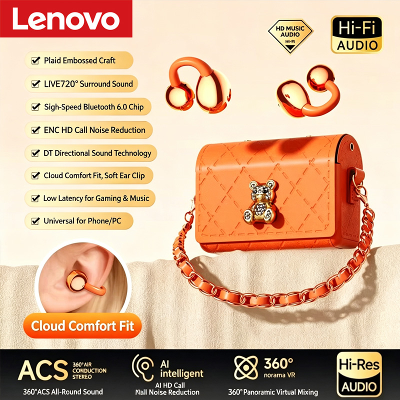 Laptop Accessories Headphones - Lenovo Bluetooth Earphones Ear Clip V6.0