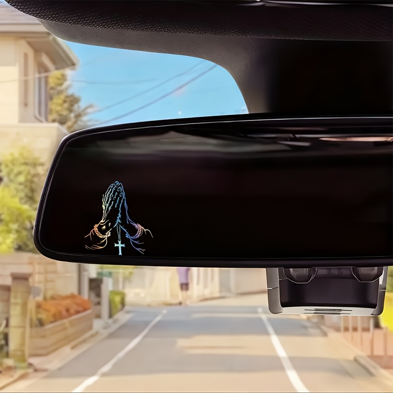 Praying Hands Vinyl Rearview M - Laptop Accessories Stickers review and price