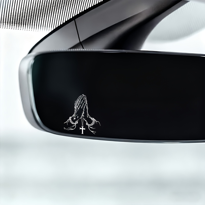 Praying Hands Vinyl Rearview M - Laptop Accessories Stickers review and price